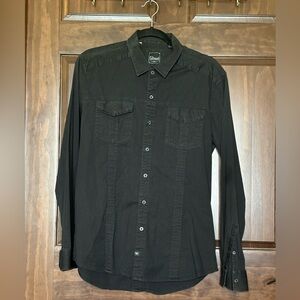 7 Diamonds Black Button-Up Long Sleeve Shirt Size Large